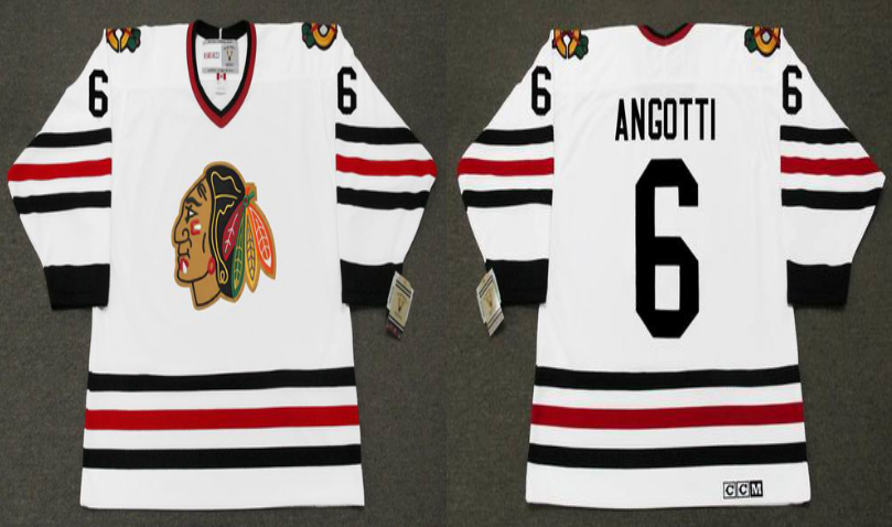 2019 Men Chicago Blackhawks 6 Angotti white CCM NHL jerseys
